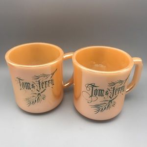 Tom & Jerry eggnog mugs.  Vintage in peach.  6 oz.